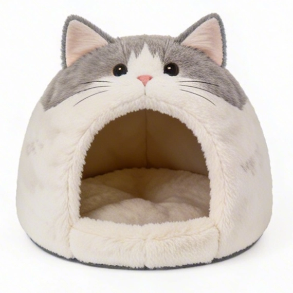 cat bed warm gray