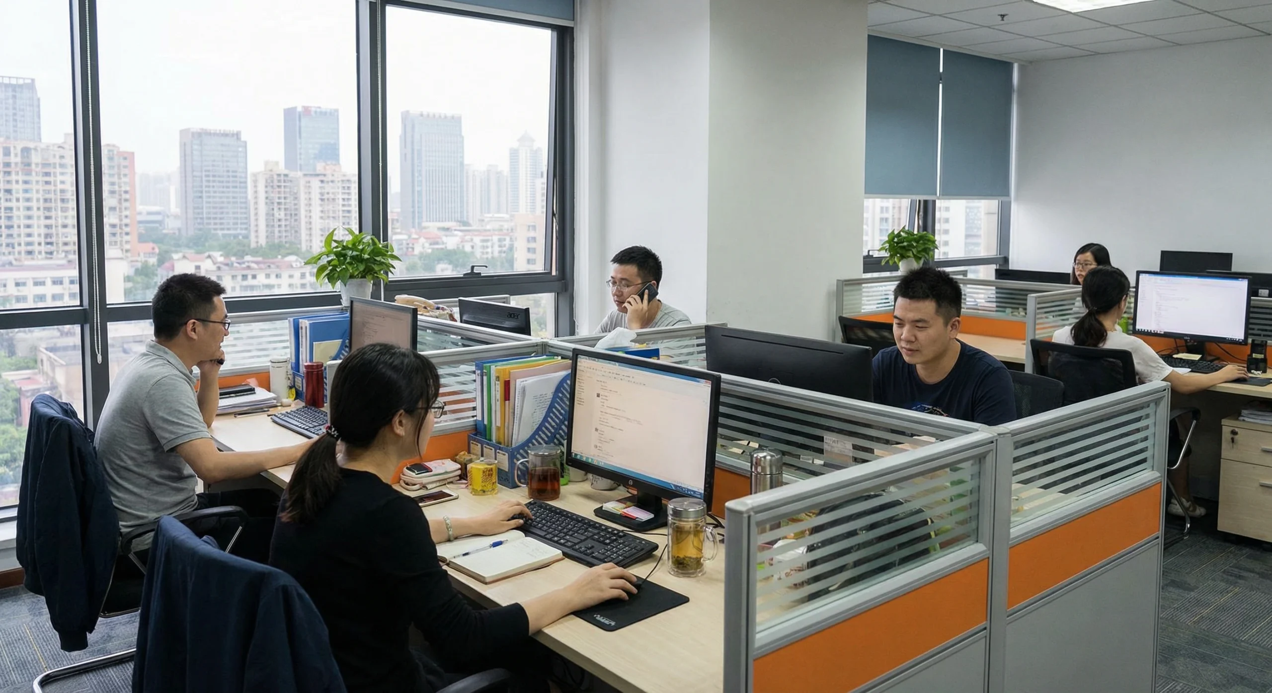 company office employees working scene
